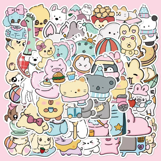 50pcs Cute Animal Graffiti Stickers for Helmet, Wall, DIY Decoration Wholesale