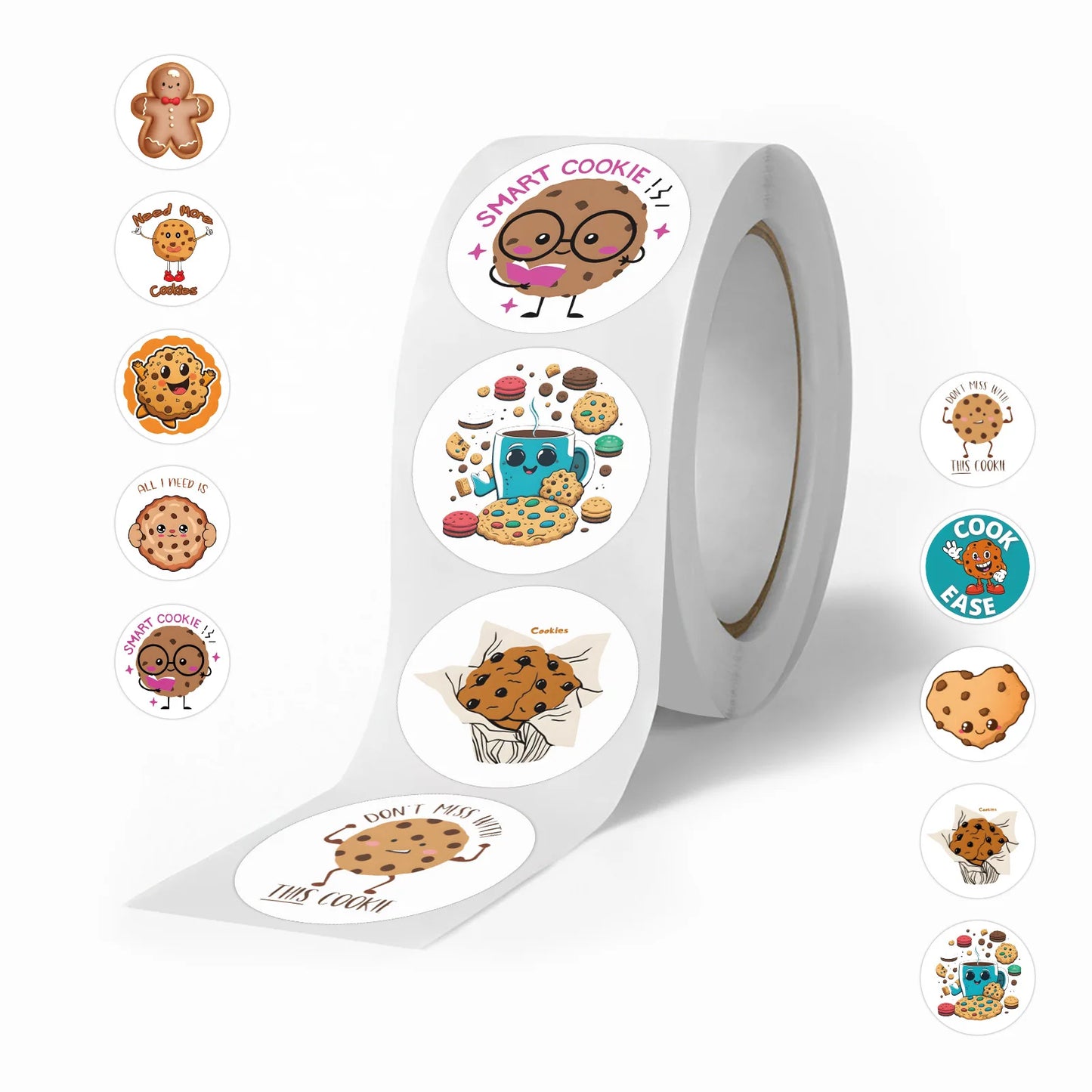 100-500pcs Cartoon Cookies Stickers for Yummy Dessert Sticker for Stationery Scrapbook Phone Art Bakery Sealed Label Decal