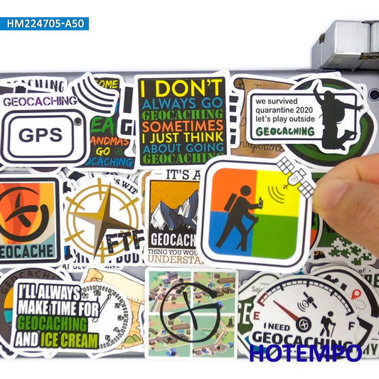 20/30/50Pieces Geocaching Outdoor Adventure Treasure Hunt Decals Stickers for Laptop Luggage Helmet Motorcycle Car Phone Sticker