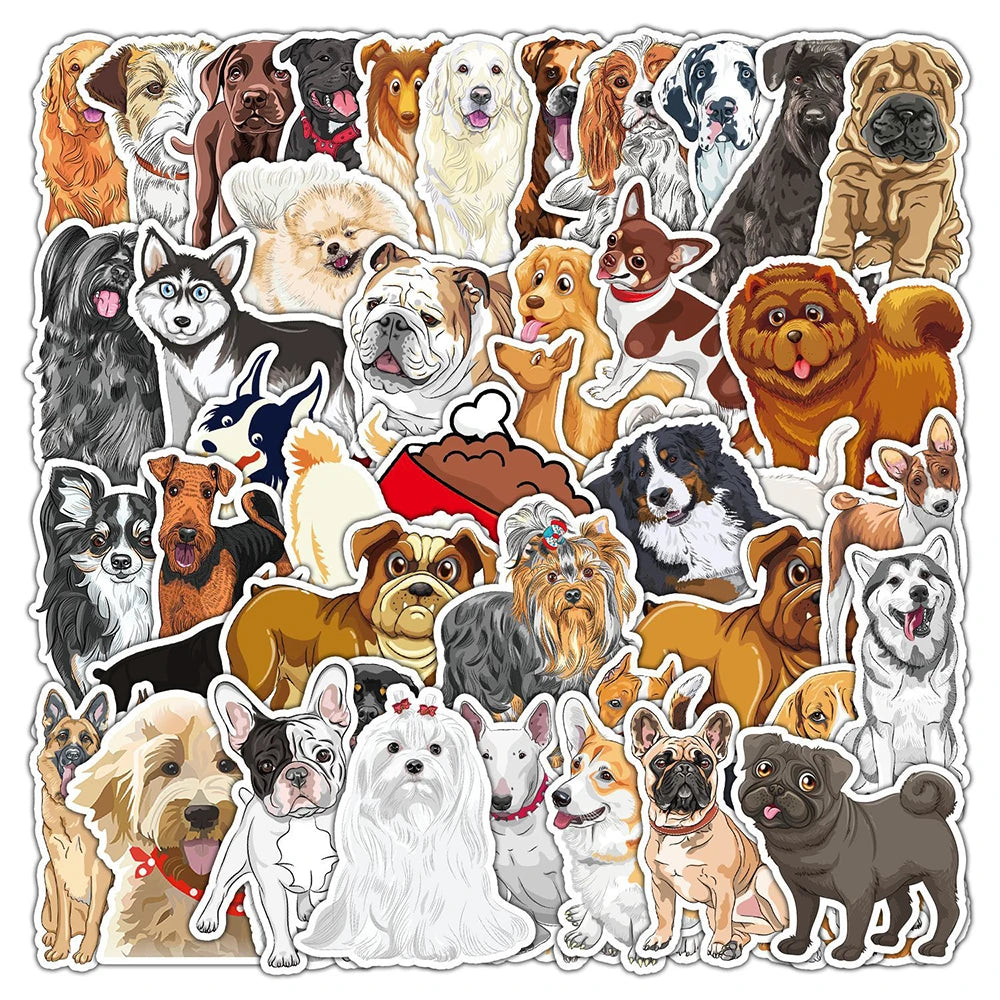 10/30/50PCS Cute Cartoon Anima Dogs Stickers For Kids Waterproof Laptop Fridge Phone Bike Car Notebook Suitcase Wall Decals Toys