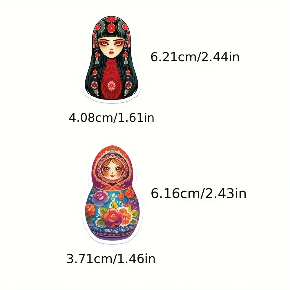 10/52PCS Cute Russian Doll Stickers Waterproof Graffiti Decoration, Water Cups Luggage Guitar Books Laptops Student DIY Decal