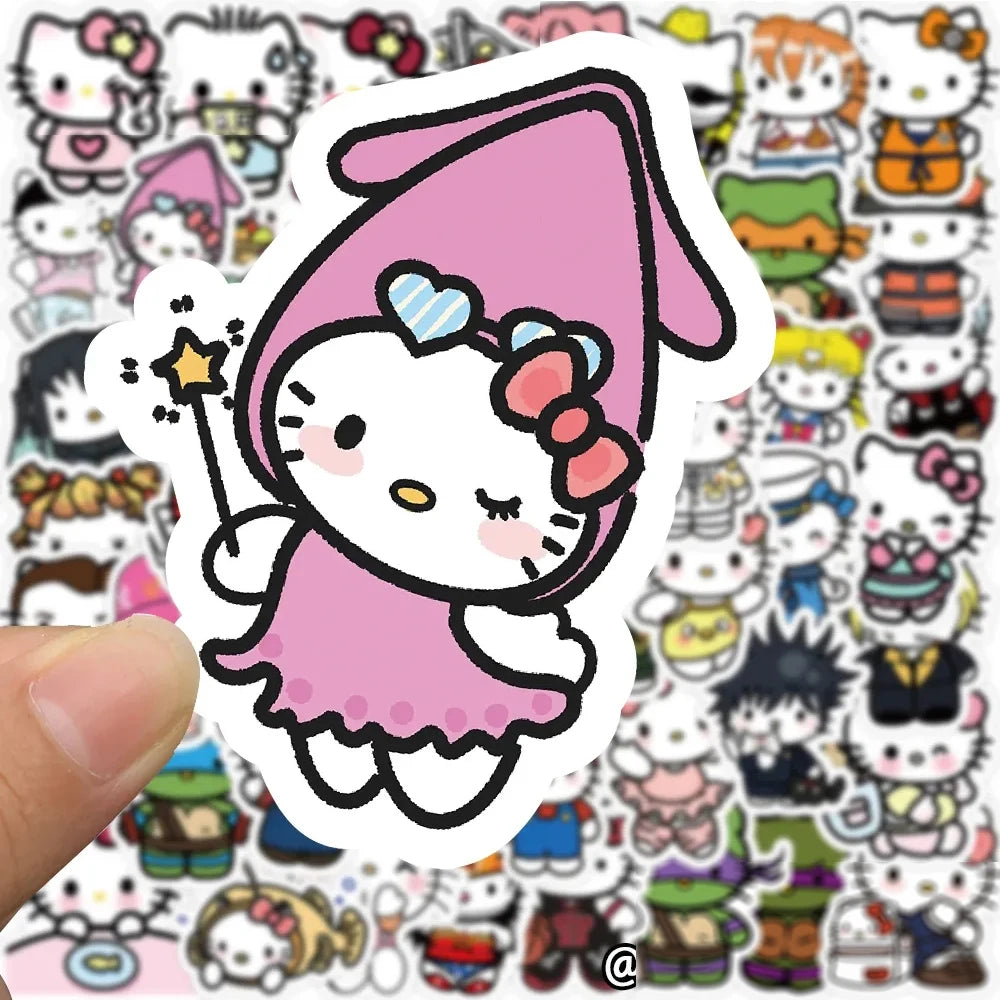 10/30/50/104pcs Hello Kitty Sanrio Stickers Kawaii Cartoon Kids Girls Sticker Toy DIY Phone Laptop Guitar Anime Graffiti Decals