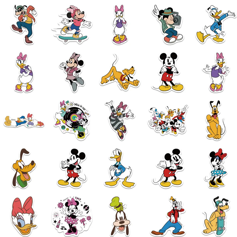 10/30/50/100pcs Disney Cute Mickey Mouse Stickers Cartoon Decal Scrapbook Luggage Laptop Guitar Phone Graffiti Sticker Kid Toy