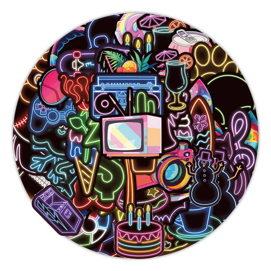 Cartoon Neon Light Graffiti Stickers Decals for Laptop Motorcycle Phone Car Kids Toys