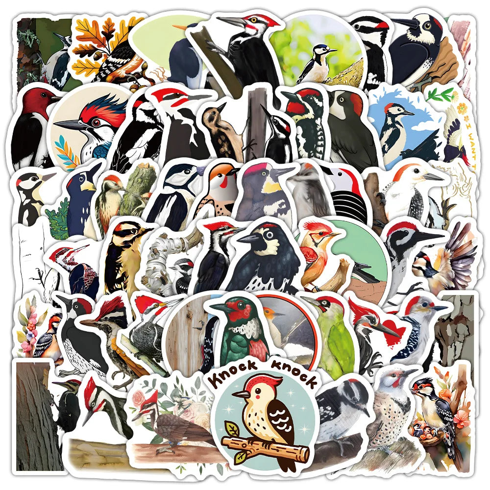 Woodpecker Cartoon Sticker Pack - 10/30/50pcs Animal Decals for Car, Phone, Helmet