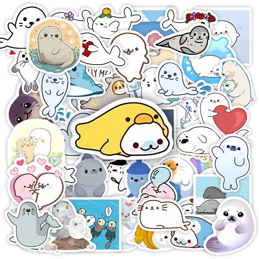 Kawaii Cute Cartoon Seals Stickers DIY Toy Gift Decorative Graffiti Decal for Phone Luggage Laptop Bottles Scrapbook Waterproof