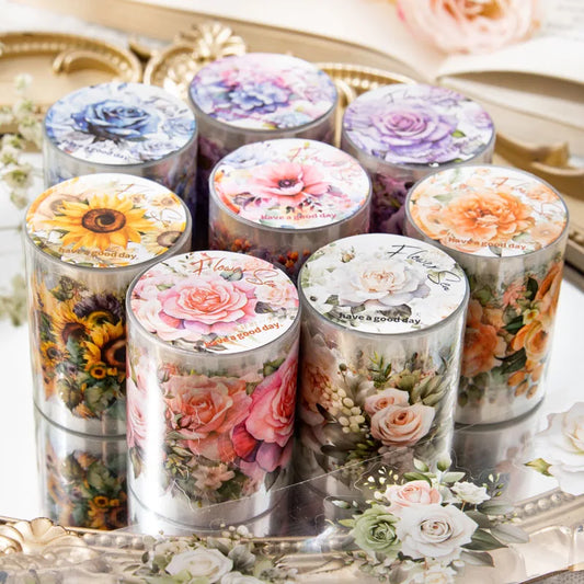 JIANQI 50mm PET Plant Flower Decorative Tape Scrapbooking Masking