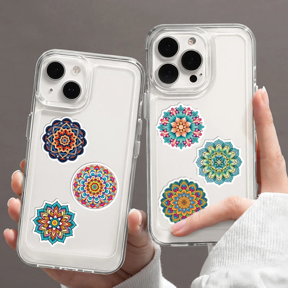 50PCS Colorful Mandala Pattern PVC Stickers for Car Suitcase Car Helmet Luggage Graffiti Sticker For Phone Case Home Decals