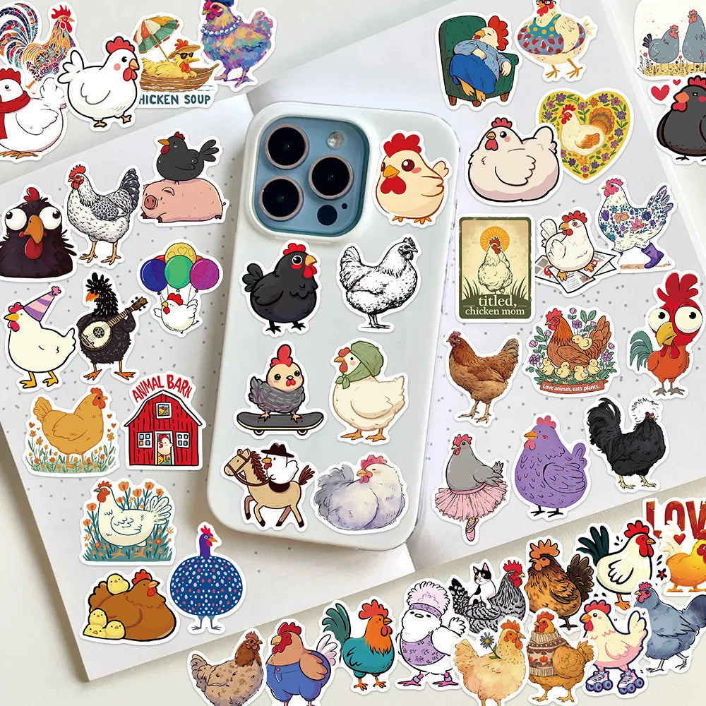 10/30/50PCS Tasty Animal Stickers Funny Chicken Graffiti Gift Waterproof Laptop Phone Guitar Bike Flat Cartoon Decals Kids Toy