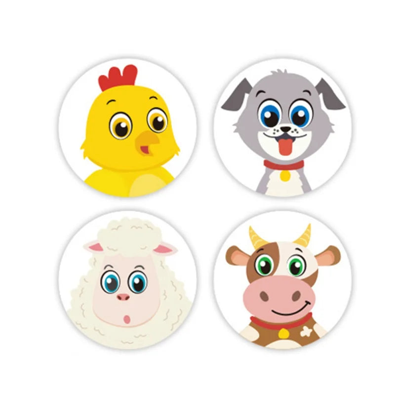 500pcs 1inch Cartoon Animal Children Sticker Label Thank You Cute Toy Game Sticker DIY Gift Sealing Label Decoration Supp