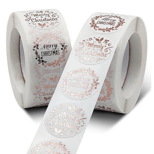 Rose Gold Christmas Stickers: 100-500pcs Self-Adhesive
