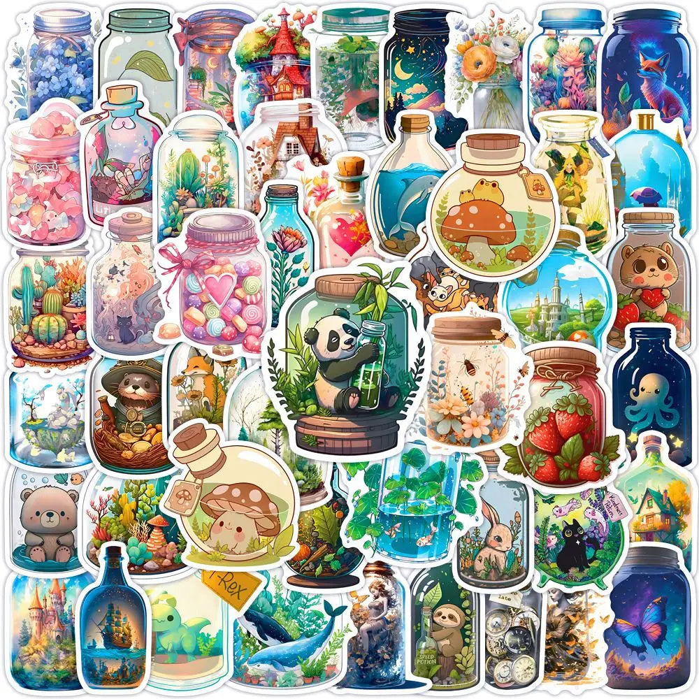 10/30/50PCS Ins Style Bottle World Stickers Cartoon Animal Cute Decals DIY Notebook Luggage Skateboard Car Graffiti Toy For Kids