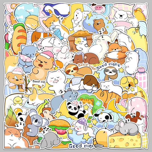 50Pcs Cartoon Good Night Dream Stickers for Helmet, Wall, DIY Decor