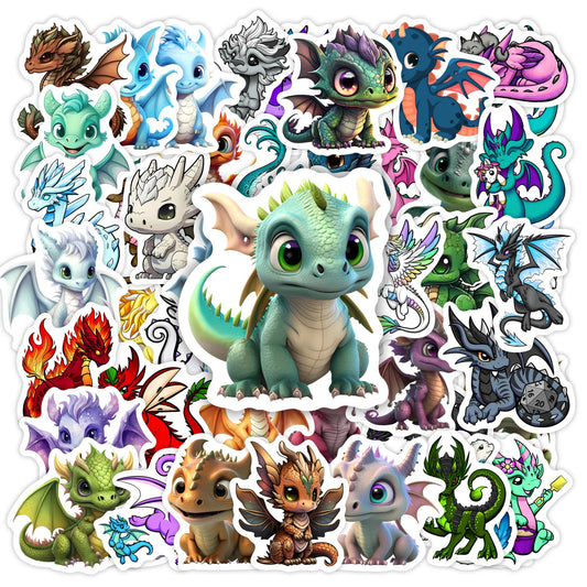 Cartoon Western Dragon Stickers Funny Kids Gift Dinosaur Animal DIY  Graffiti Decal for Phone Laptop Skateboard Kids Waterproof