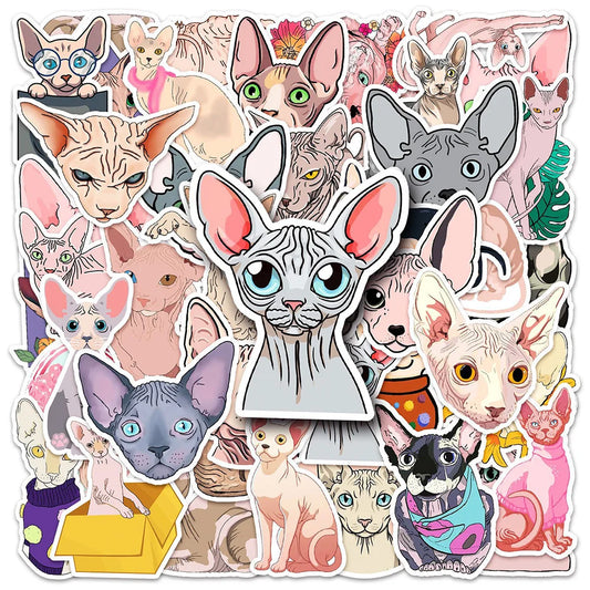 Sphinx Cat Cartoon Stickers 10/30/50PCS for Phone Laptop Luggage Skateboard Decals