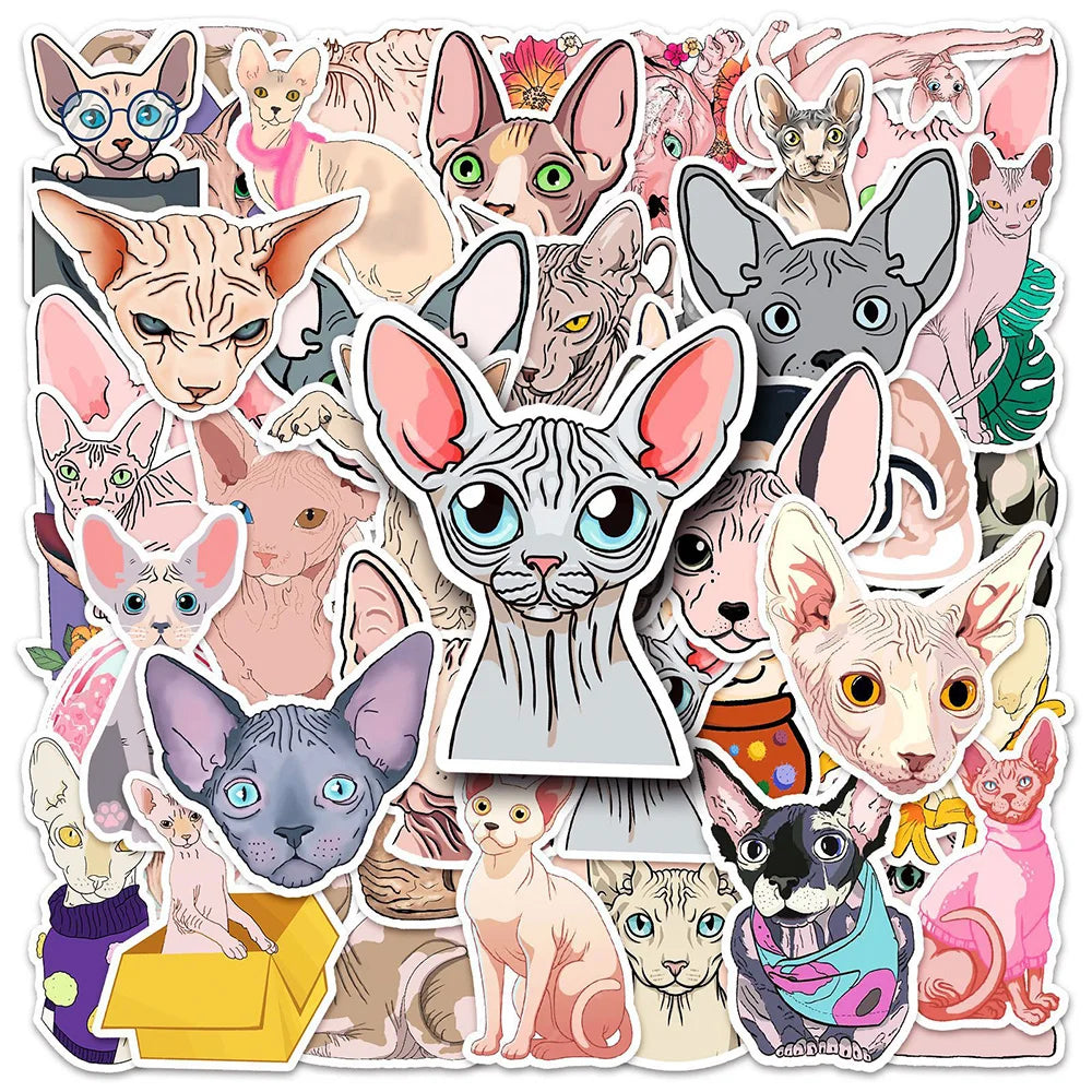 Sphinx Cat Cartoon Stickers 10/30/50PCS for Phone Laptop Luggage Skateboard Decals