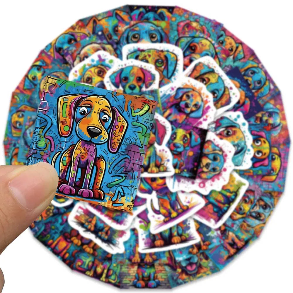 50pcs Colorful Cool Cartoon Aesthetic Dogs Graffiti DIY Waterproof Stickers For Laptop Guitar Luggage Phone Decals