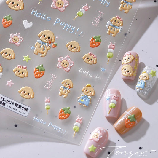 Dog Puppy Nail Art Stickers: Heart, Flower, Star, Pizza