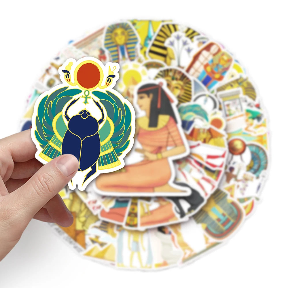 10/30/50PCS Cool Art Ancient Egypt Pharaoh Pyramid Cartoon Stickers Skateboard Laptop Phone Bike Car Waterproof Sticker Kid Toy