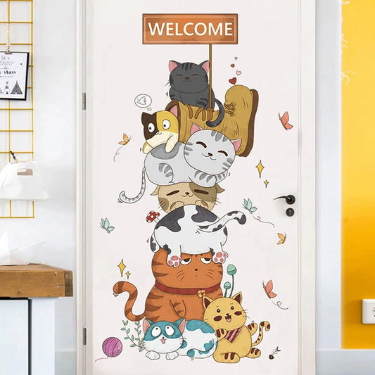 Naughty Cat Wall Stickers Kids Room Decor Self-adhesive