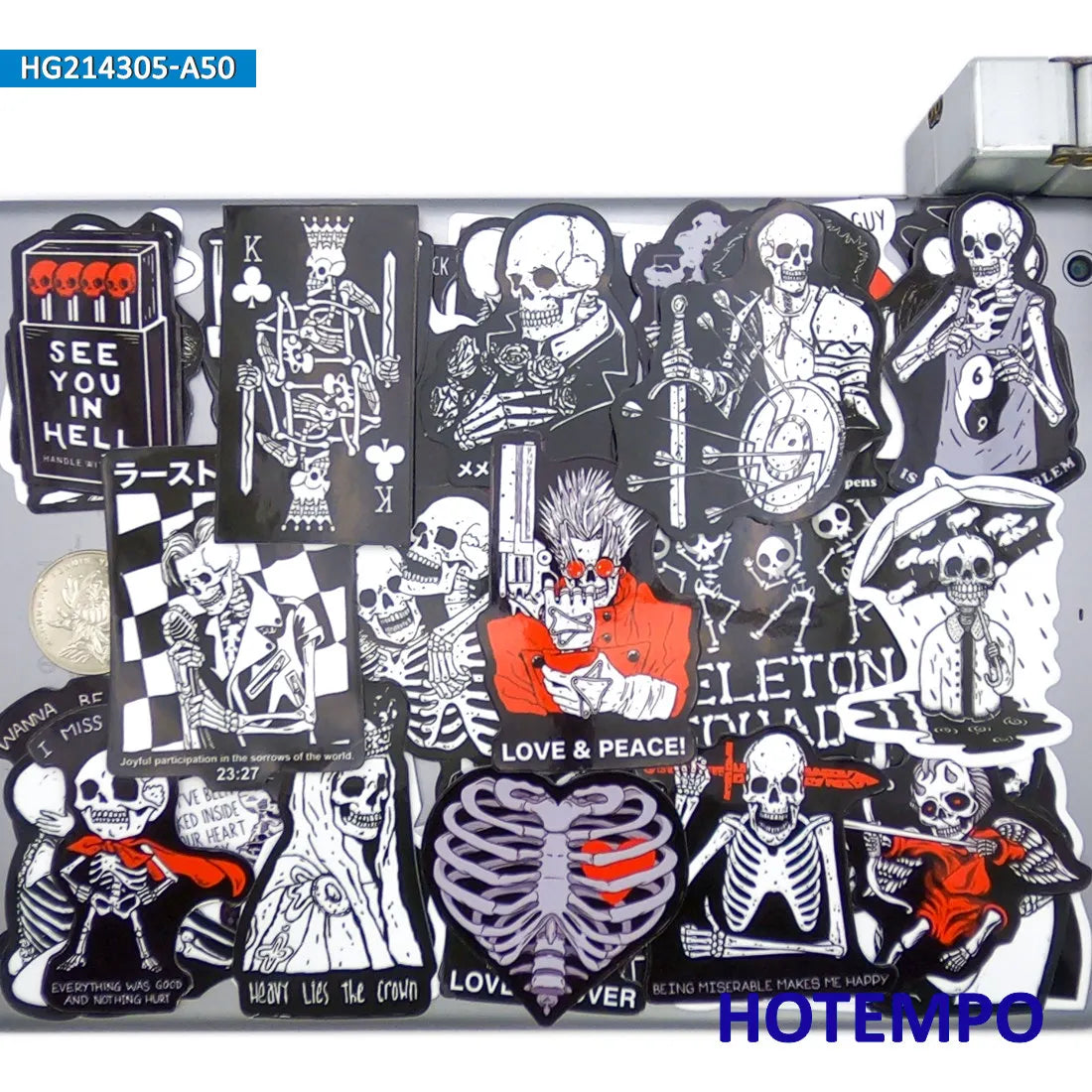 20/30/50Pieces Dark Style Humor Slogan Funny Skeleton Stickers for Phone Motorcycle Car Bike Suitcase Skateboard Laptop Sticker