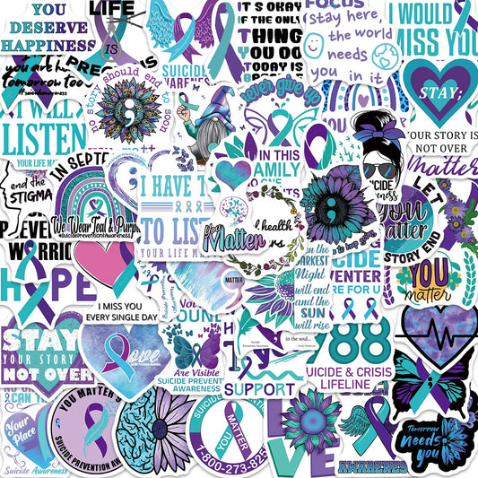 Suicide Awareness Graffiti Stickers - 10/30/50pcs Waterproof Aesthetic for Skateboard, Laptop, Bike, Car