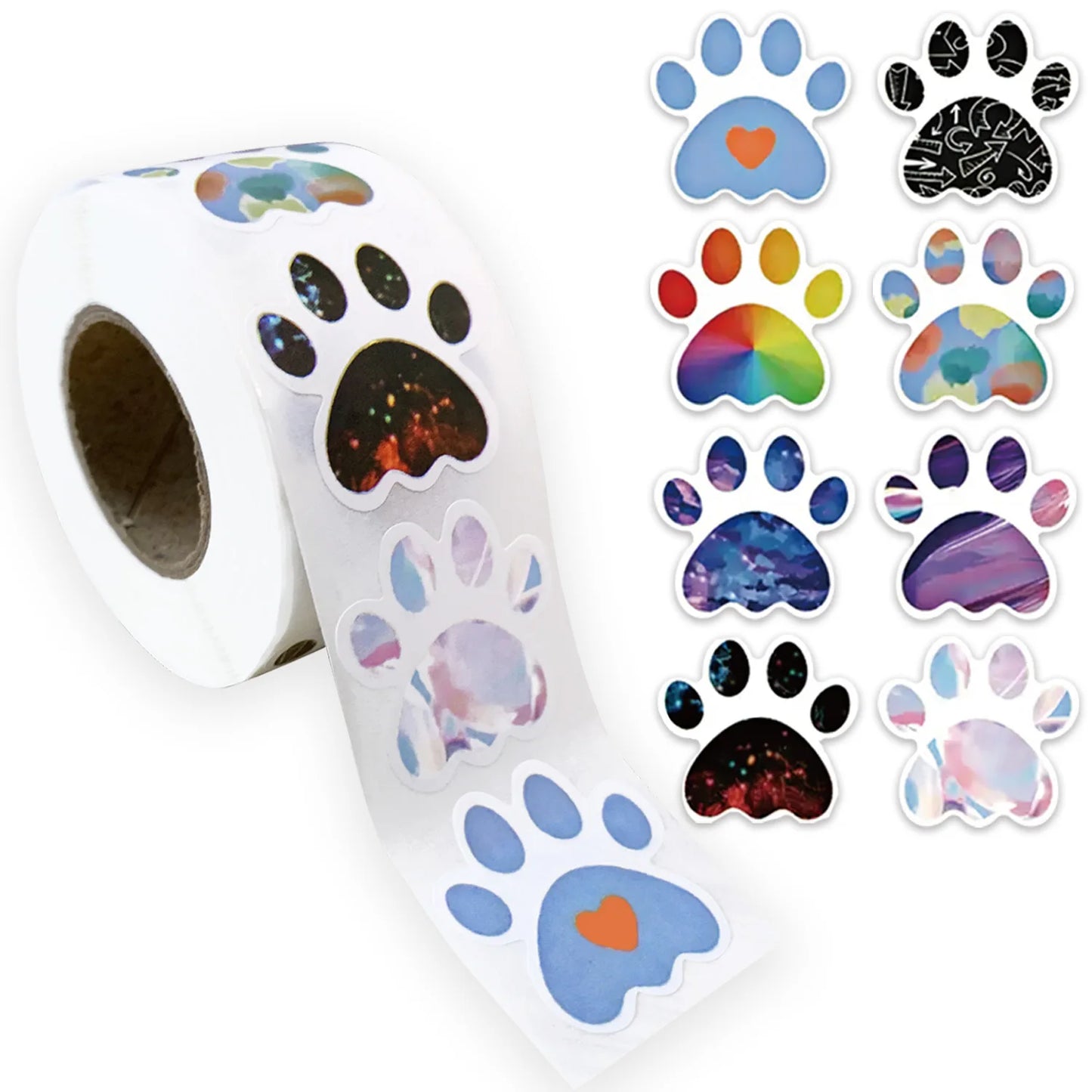 100-500pcs Cute Colorful Paw Print Stickers Birthday Gift Decoration Sealing Paw Labels Stickers Teacher Reward Kids Stickers