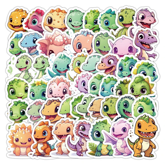 Cartoon Dinosaur Stickers Pack - Cute DIY Laptop Phone Water Bottle Decor