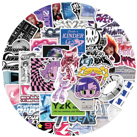50pcs DIY Waterproof Graffiti Cool Girls Cartoon Y2K Phone Stickers Luggage Laptop Guitar Diary Bicycle Car Decals