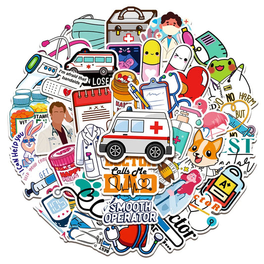 Doctor Nurse Cartoon Stickers 10/30/50pcs for Laptop Suitcase Phone Notebook Guitar Car