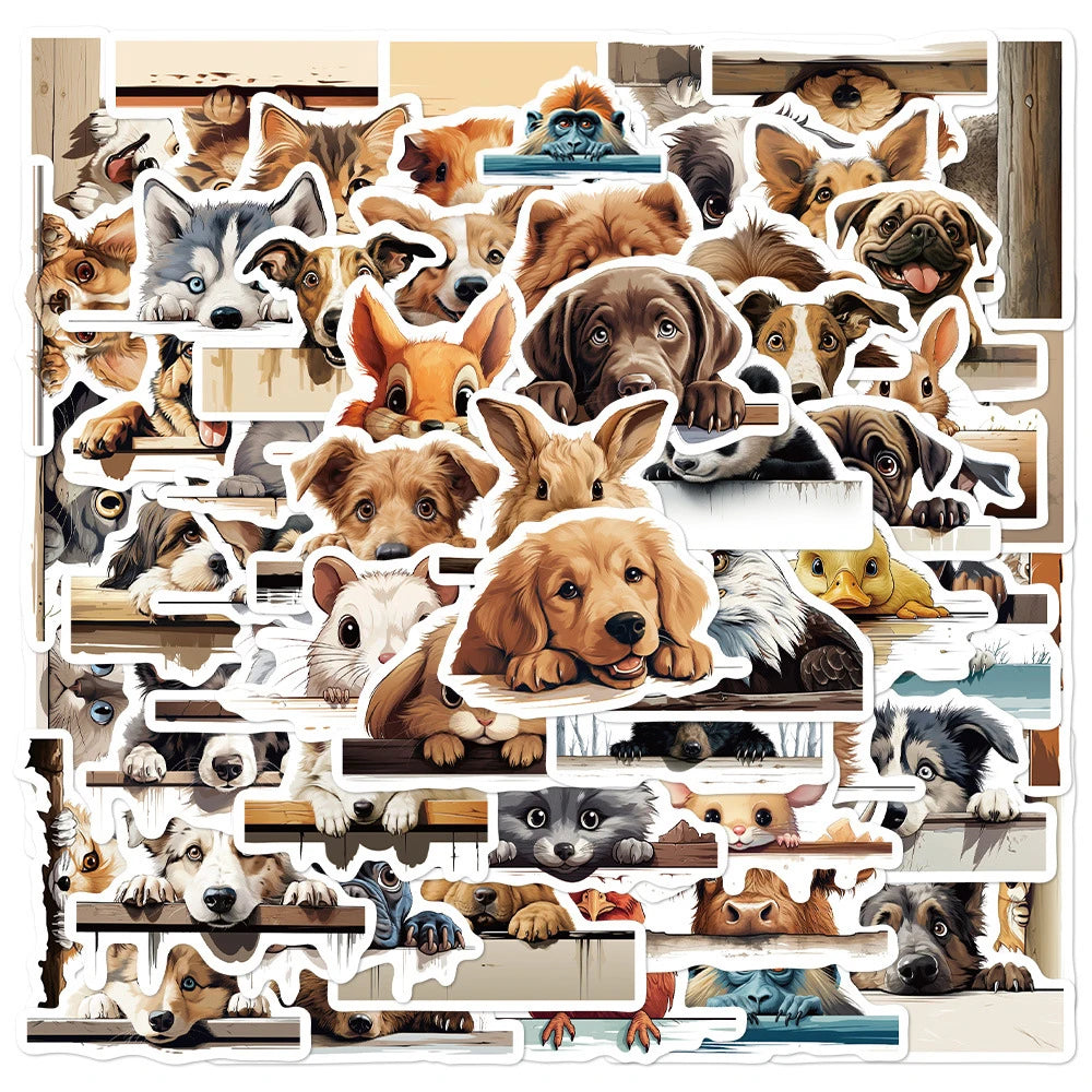 10/30/60pcs Funny Meme Cute Animal Dog Cat Stickers Decals Kids Toy Laptop Phone Water Bottle Suitcase Guitar Decoration Sticker