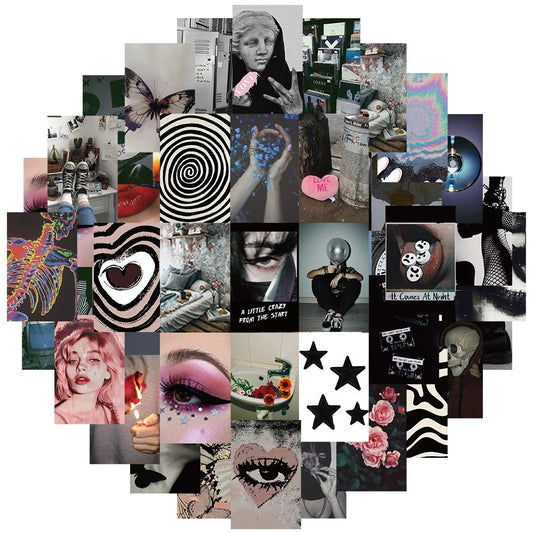 Cool Grunge Black Stickers Pack: Graffiti Cartoon Decals for Skateboard, Notebook, Phone, Bike, Kids Toys