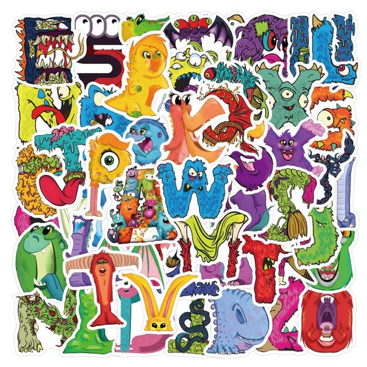 60pcs Cartoon Monster Stickers for Suitcase, Water Cup, Phone, Laptop, Car, Scooter, Refrigerator