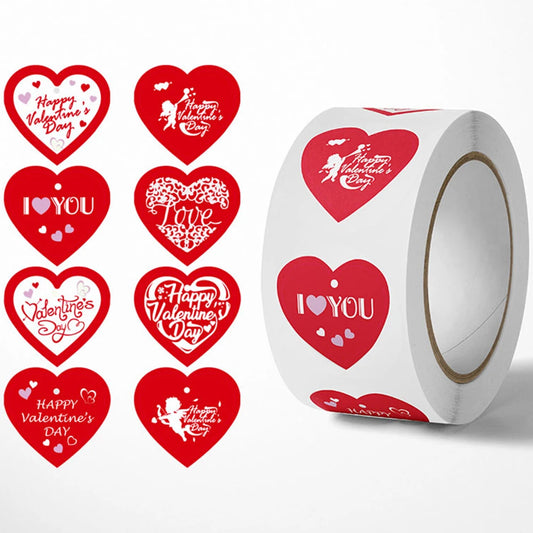 Red Love Stickers Valentine's Day Wedding Tags 100-500pcs