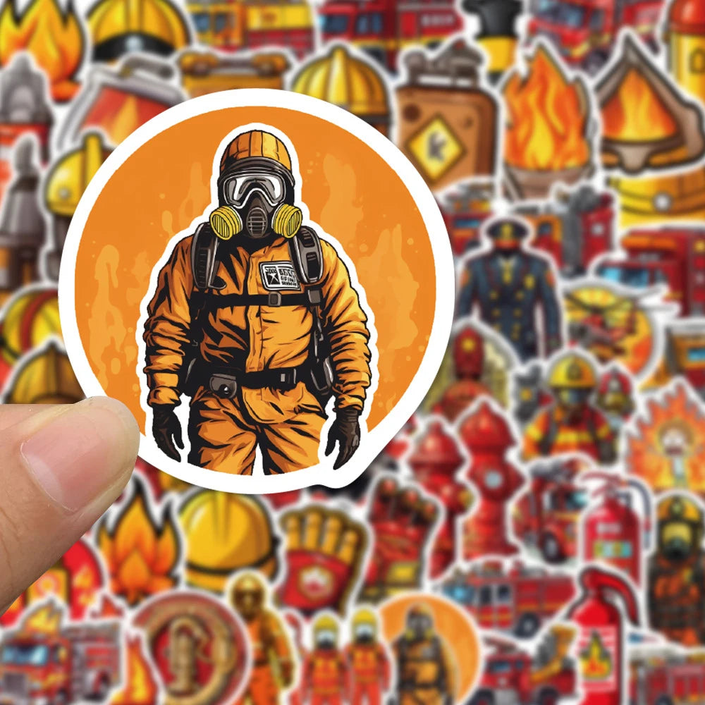 10/30/61pcs Fire Hero Firefighter Stickers Fireman Decal Laptop Suitcase Motorcycle Car Phone Decoration Sticker Kid Classic Toy