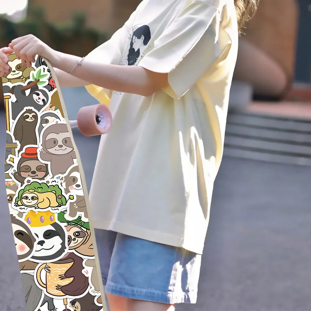 10/30/50PCS Cute Sloth Cartoon Stickers Kawaii Animals Decals Graffiti Toys DIY Skateboard Laptop Phone Fridge Car Kids Sticker