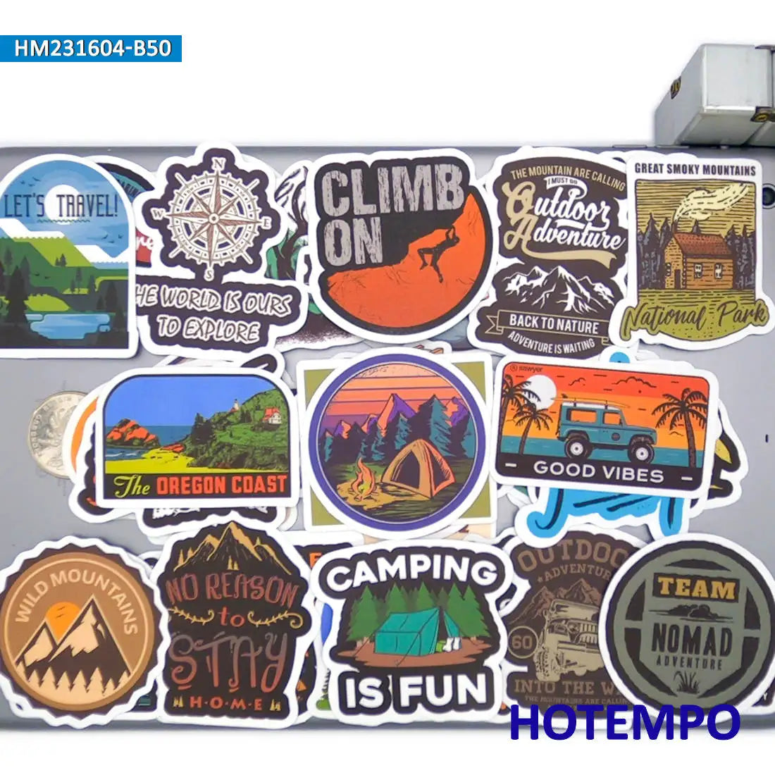 20/30/50Pieces, Outdoor Adventure Stickers, Hiking Climbing Camping, Travel Explore, for DIY Creative Decoration, Funny Sticker