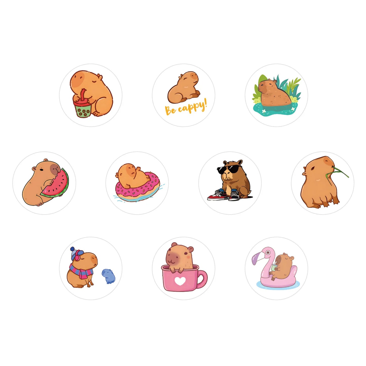 100-500pcs Cute Plump Capybara Cartoon Brown Animals Stickers DIY Scrapbook Phone Reward Seal Label Wall Sticker Kid Toy