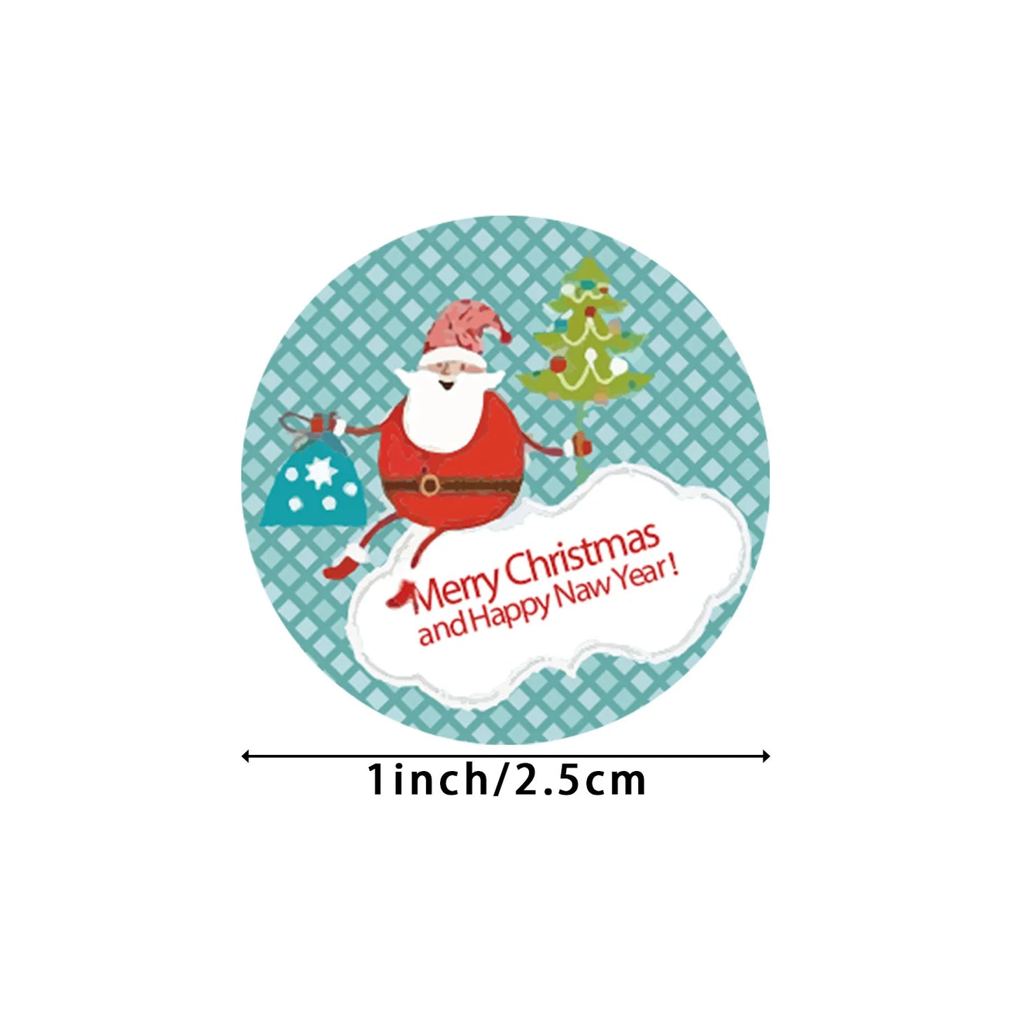 100-500PCS Merry Christmas Stickers Santa Claus Christmas Pattern Design Christmas Gift Package Decor Labels 1inch