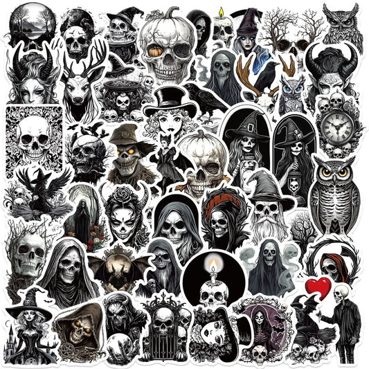 Dark Skull PVC Stickers: Aesthetic DIY Scrapbooking Set
