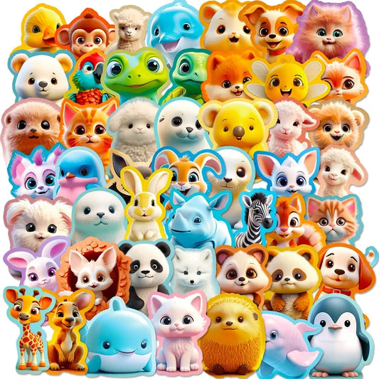 3D Cartoon Animal Stickers for Kids - 10/30/50PCS