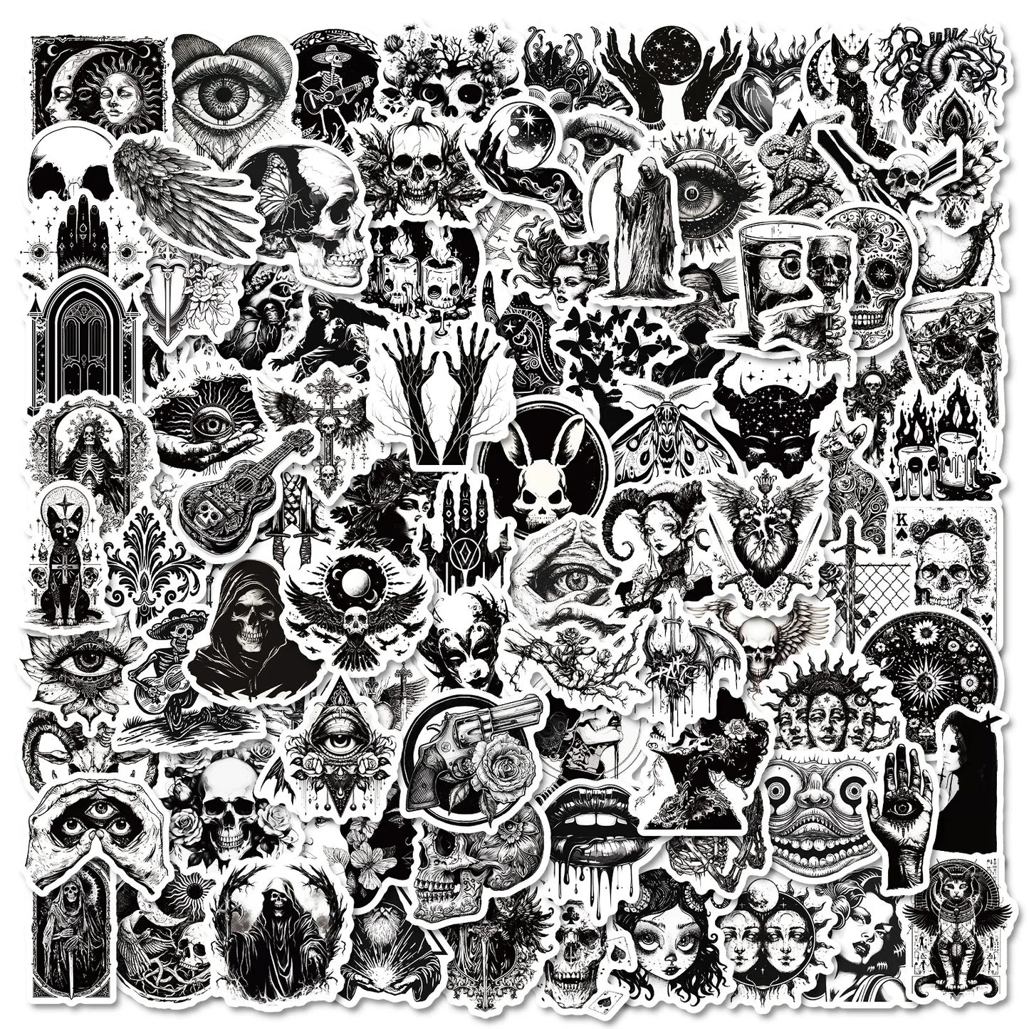 Graffiti Gothic Punk Stickers for DIY Suitcase, Water Bottle, Phone, Guitar, Laptop, Car, Motorcycle, Skateboard - 10/50/100pcs