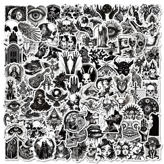 Graffiti Gothic Punk Stickers for DIY Suitcase, Water Bottle, Phone, Guitar, Laptop, Car, Motorcycle, Skateboard - 10/50/100pcs
