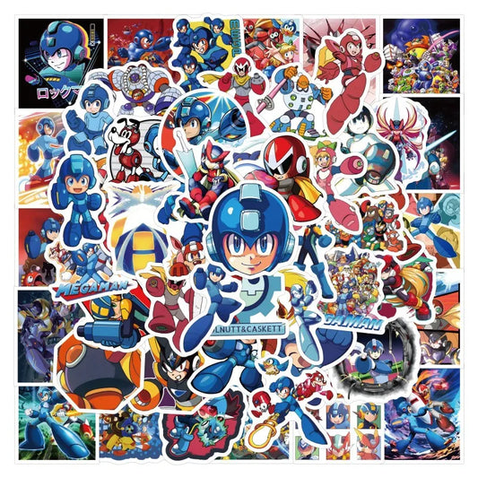 60pcs Mega Man Cartoon Sticker Set for Laptop, Phone, Car, Scooter, Suitcase, Water Bottle, Refrigerator
