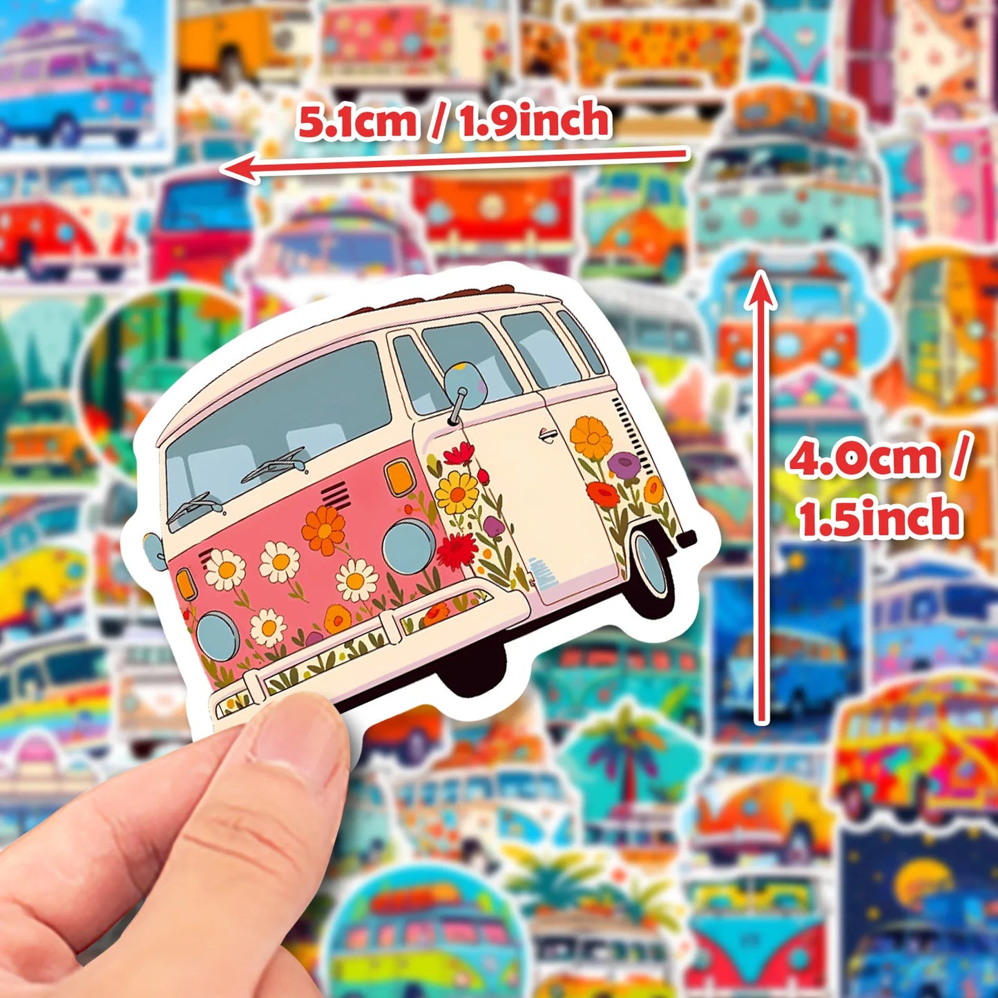 50pcs Float Cartoon Transportation Children's Enlightenment Education Hip Hop Bus Graffiti Waterproof Sticker