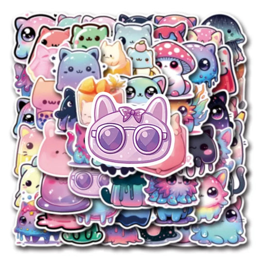 54pcs Cartoon Cat Stickers for Luggage, Water Bottles, Phones, Laptops, Cars, Scooters, Refrigerators