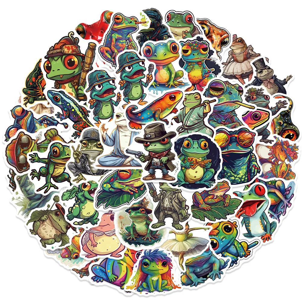 10/30/51PCS Colorful Psychedelic Frog Cartoon Stickers DIY Laptop Luggage Skateboard Graffiti Decals Fun for Kid Toys Gift