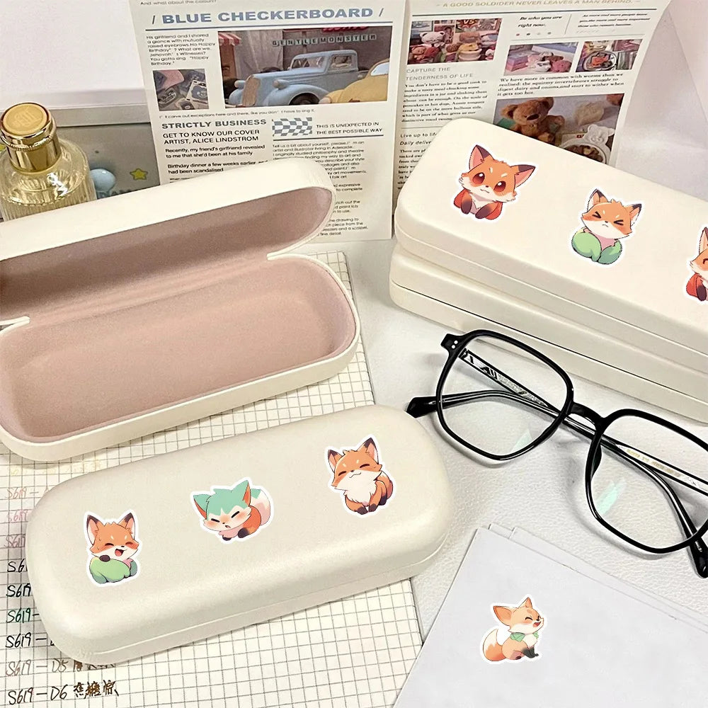 10/40/83PCS Cute Fox Stickers Cartoon Animal Decals Waterproof Decoration Laptop Guitar Car Bike Skateboard Graffiti Kids Toy