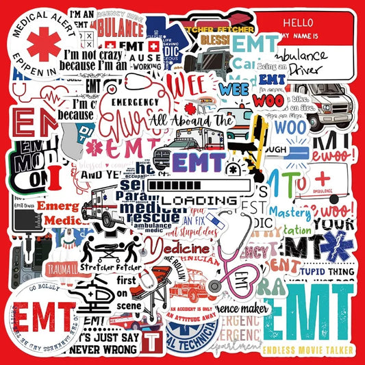 50pcs Cartoon Medical Graffiti Stickers for Helmet, Desktop, Wall Decoration, DIY