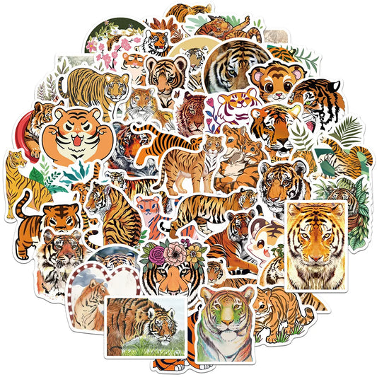 Cute Tiger Animal Stickers for Suitcase, Skateboard, Laptop, Phone - 10/30/50Pcs
